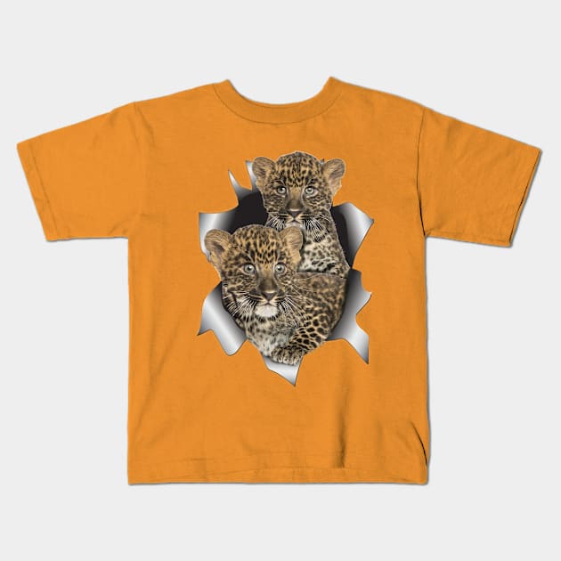 Leopards Cubs Kids T-Shirt by Just Kidding by Nadine May